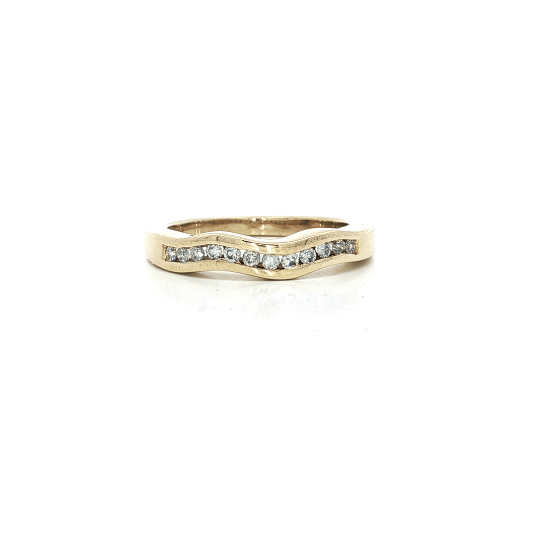 0.50 CTW Natural Round Brilliant Cut Diamonds in a Channel - set Wave Ring in 10kt Yellow Gold – Jewelry Depot, Inc.