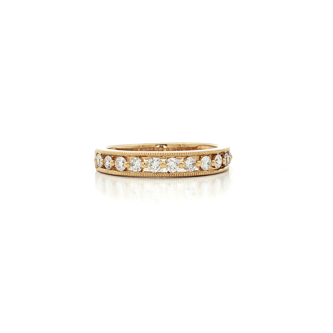 Round Brilliant Cut Nearly Flawless Colorless Diamond Channel-Set with Milgrain Detailing Wedding Band (3/8 ct.) 18k Yellow Gold