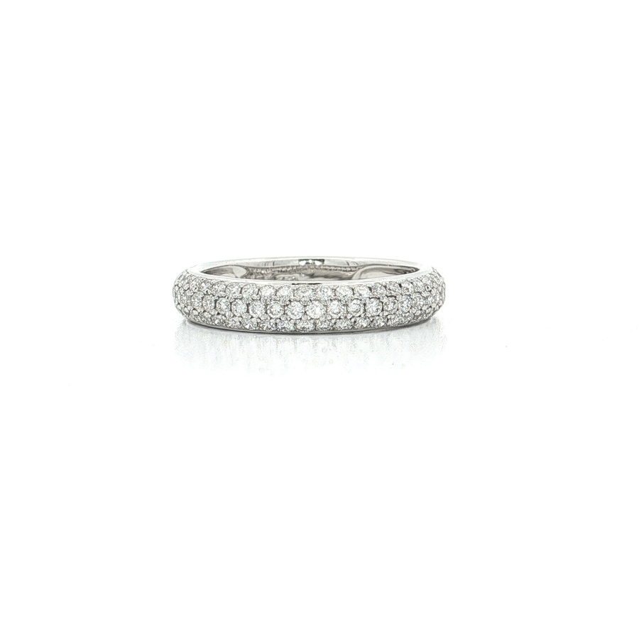 Round Brilliant Cut Nearly Flawless Colorless Diamond Pave-set Ring (1 ct.) 18k White Gold