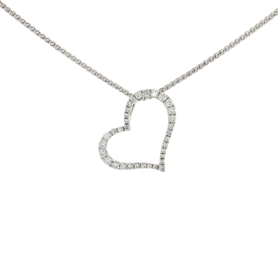 Colorless Diamond Heart Pendant Necklace (1/2 ct. tw.) 18k White Gold