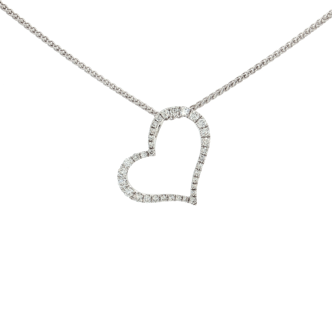 0.50 CTW Natural Round Brilliant Colorless Nearly Flawless Diamonds in an Open Heart Pendant Necklace in 18kt White Gold – Jewelry Depot, Inc.