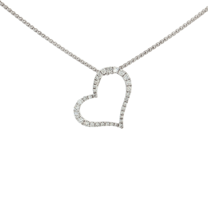 0.50 CTW Natural Round Brilliant Colorless Nearly Flawless Diamonds in an Open Heart Pendant Necklace in 18kt White Gold – Jewelry Depot, Inc.