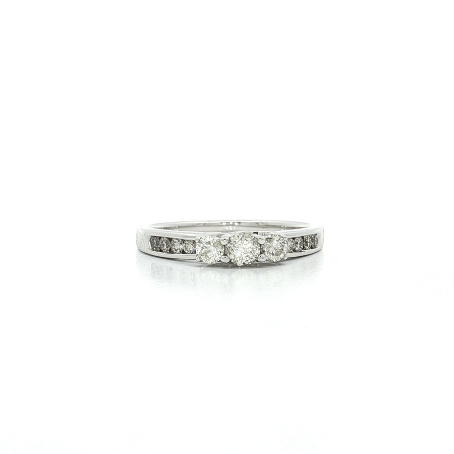 Round Brilliant Cut Diamond "Past Present Future" Ring (1/2 ct.) 10k White Gold