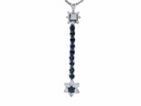 Sapphire & Nearly Flawless Colorless Diamond Double Star Dangling Pendant Necklace (2 ⅕ ct. tw.) in 14k White Gold