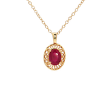 Vintage-Style Oval Ruby Pendant Necklace (1 ct.) in 10k Yellow Gold