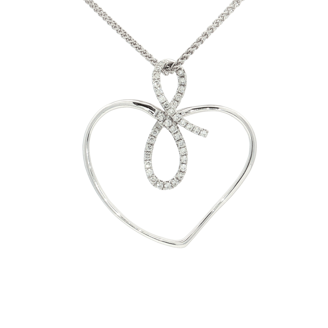0.35 CTW Natural Round Brilliant Cut Colorless Neary Flawless Diamonds in a Looping Heart Pendant Necklace in 18kt White Gold – Jewelry Depot, Inc.