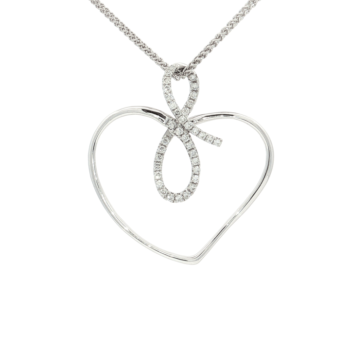 0.35 CTW Natural Round Brilliant Cut Colorless Neary Flawless Diamonds in a Looping Heart Pendant Necklace in 18kt White Gold – Jewelry Depot, Inc.