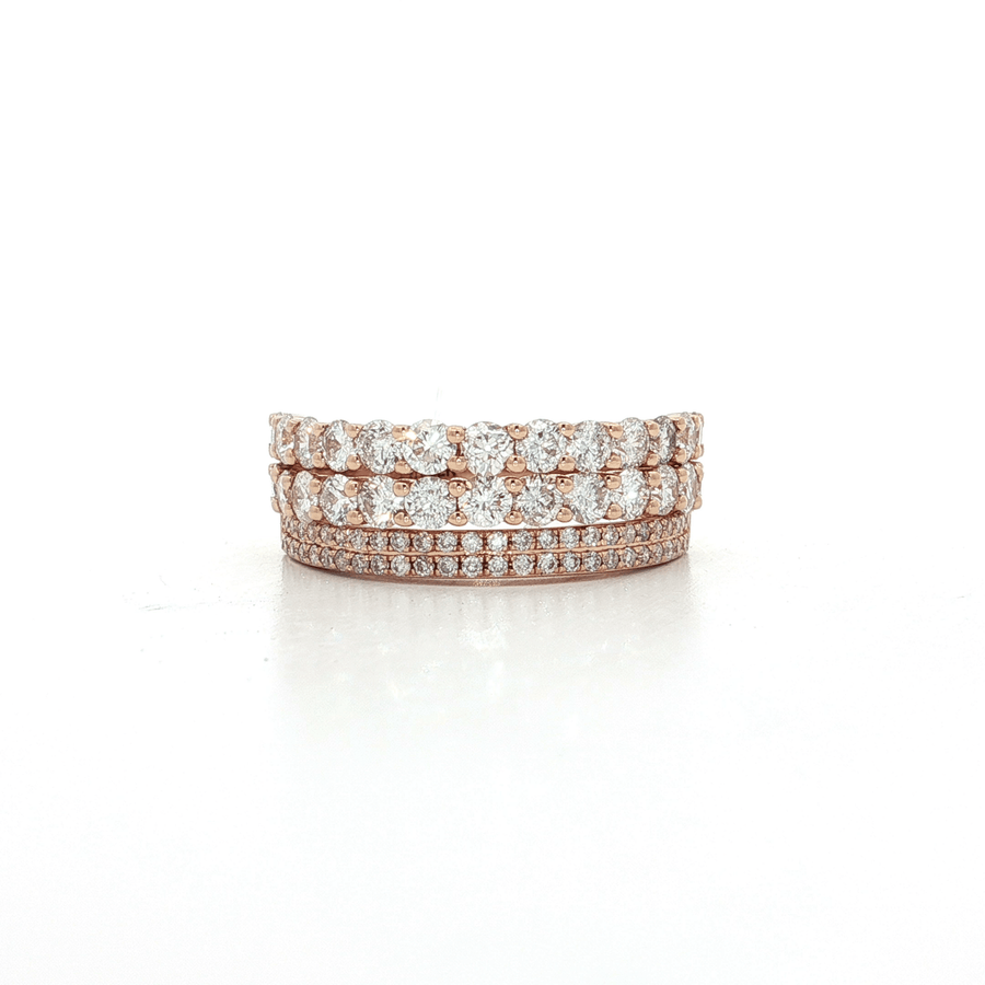 Nearly Flawless Colorless Four Row Diamond Ring (1 3/4 ct.) 14k Rose Gold