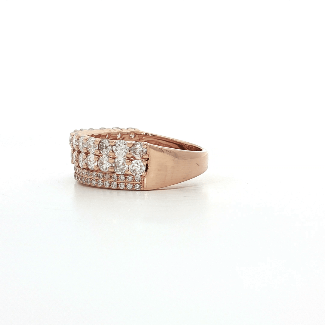 1.77 CTW Natural Colorless Nearly Flawless Four Row Diamond Ring in 14kt Rose Gold – Jewelry Depot, Inc.