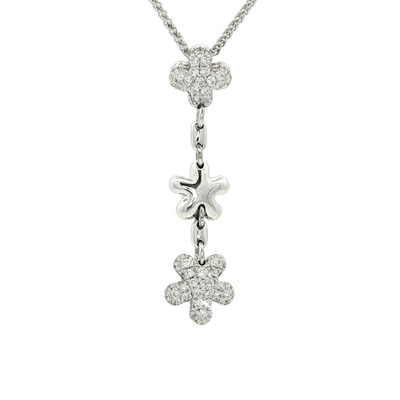 0.45 CTW Natural Colorless Nearly Flawless Diamonds set in a Floral Hanging Pendant Necklace in 18kt White Gold – Jewelry Depot, Inc.