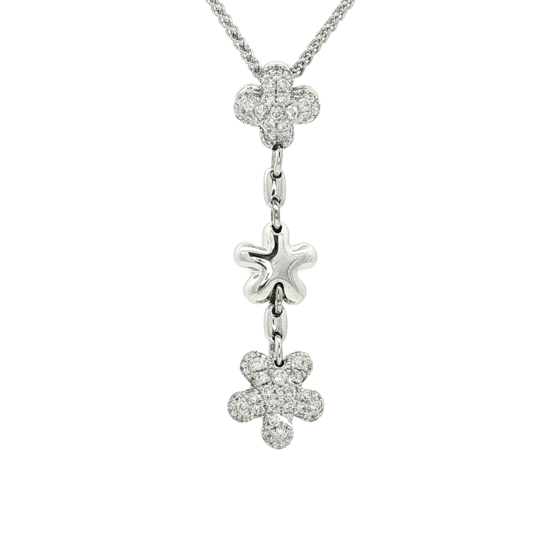 0.45 CTW Natural Colorless Nearly Flawless Diamonds set in a Floral Hanging Pendant Necklace in 18kt White Gold – Jewelry Depot, Inc.