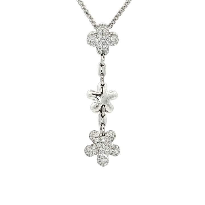 0.45 CTW Natural Colorless Nearly Flawless Diamonds set in a Floral Hanging Pendant Necklace in 18kt White Gold – Jewelry Depot, Inc.
