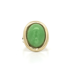 Oval Cabochon Jade Bezel-Set Ring (8 ⅓ ct.) in 14k Yellow Gold