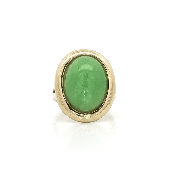 Oval Cabochon Jade Bezel-Set Ring (8 ⅓ ct.) in 14k Yellow Gold