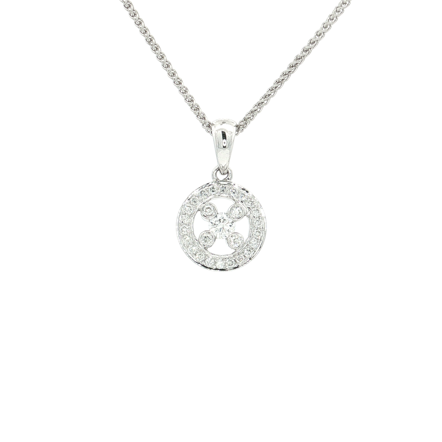 Nearly Flawless Colorless Diamond Circle Pendant Necklace (1/3 ct. tw.) 18k White Gold