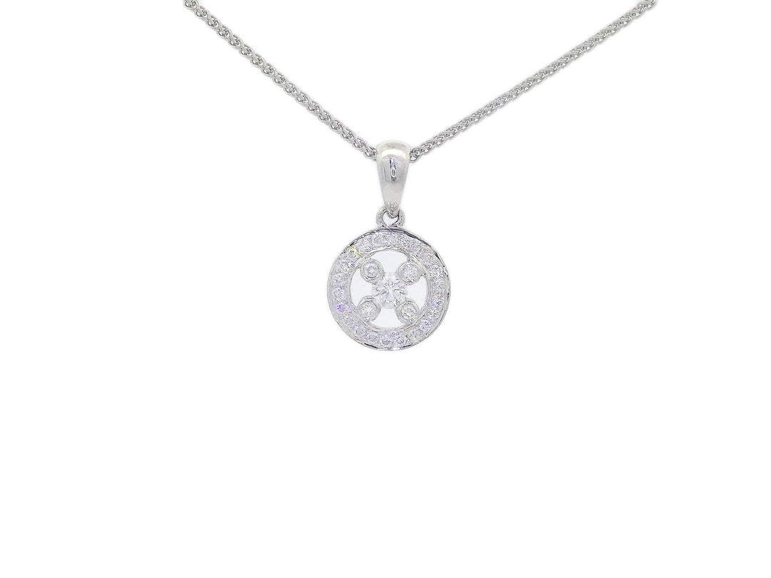 0.30 CTW Natural Diamond Circle Pendant Necklace in 18KT White Gold