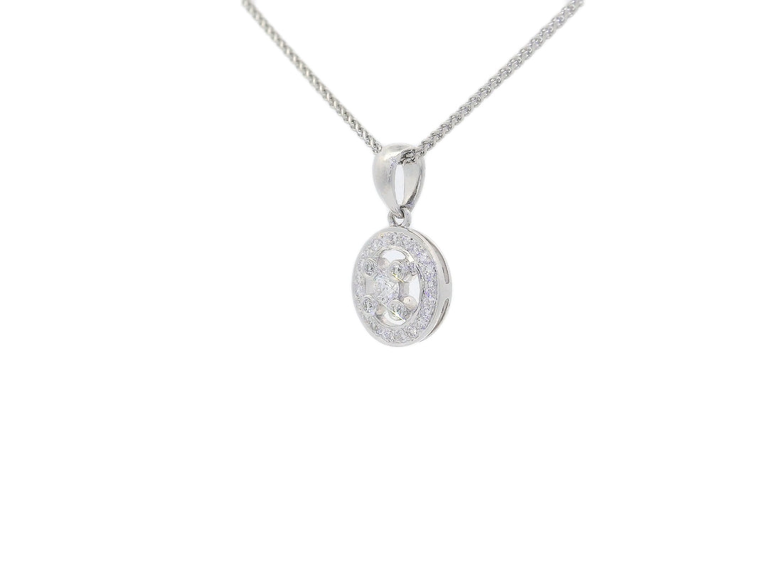 0.30 CTW Natural Diamond Circle Pendant Necklace in 18KT White Gold