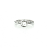 Halo Near-Colorless Emerald-Cut Diamond Engagement Ring (1 ct. tw.) in 18k White Gold