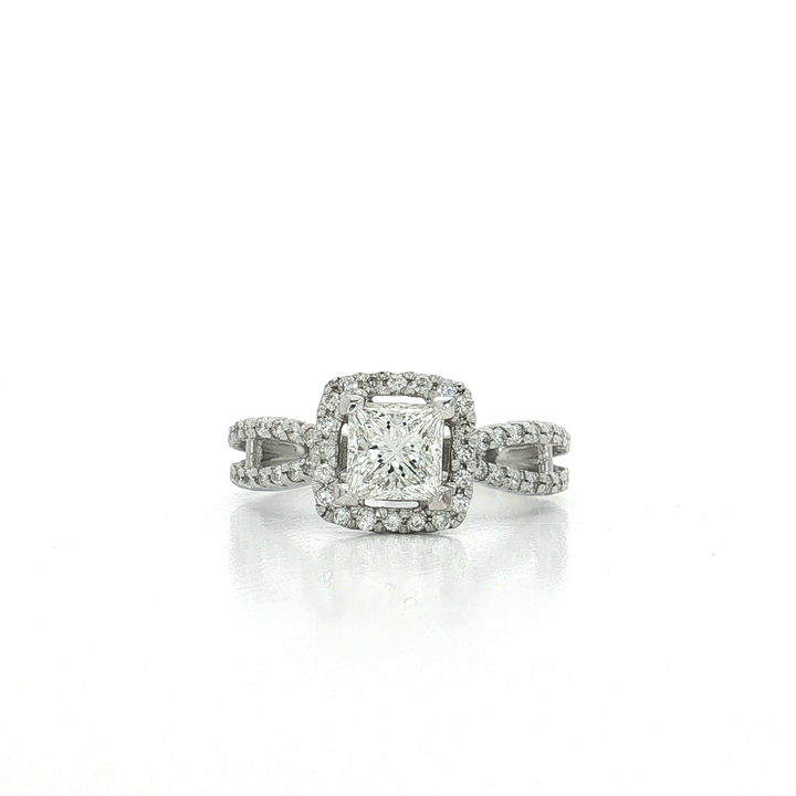 Princess Cut Halo Near-Colorless Nearly Flawless Diamond Engagement Ring (1 ¾ ct. tw.) in 14k White Gold
