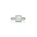 Princess Cut Halo Colorless Diamond Ring (1 ⅒ ct. tw.) in 18k White Gold