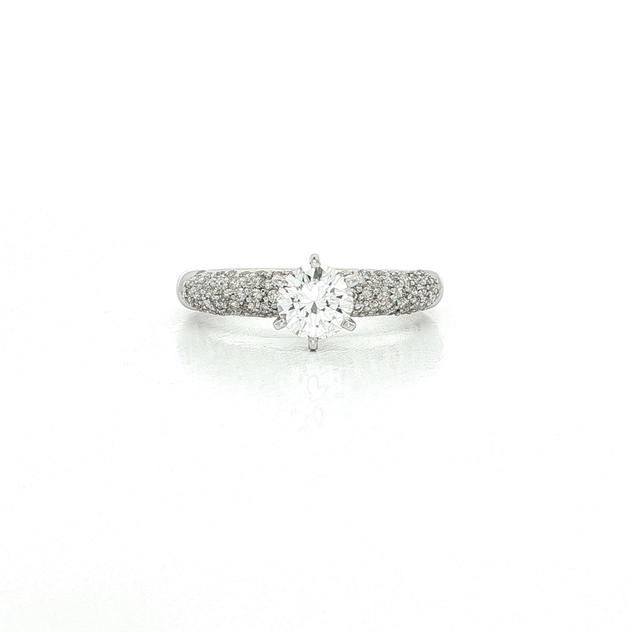 Pave Round Diamond Engagement Ring (7/8 ct. tw.) 14k White Gold