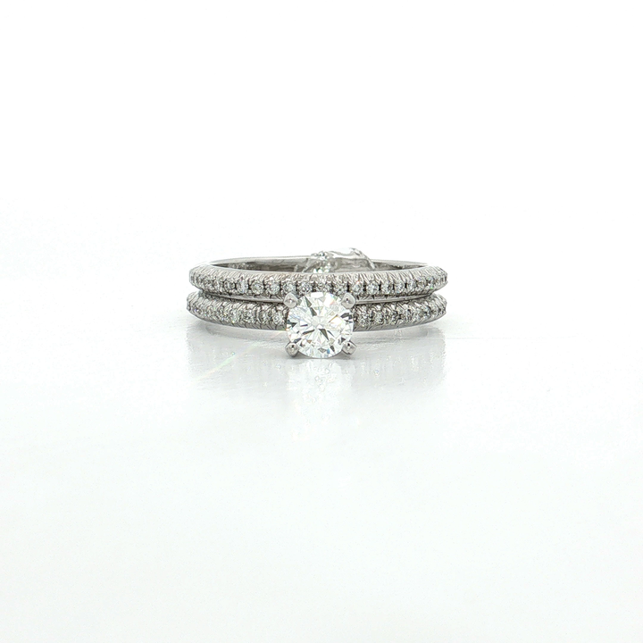Certified Colorless Round Brilliant Cut Diamond Bridal Set (⅔ ct. tw.) in 18k White Gold
