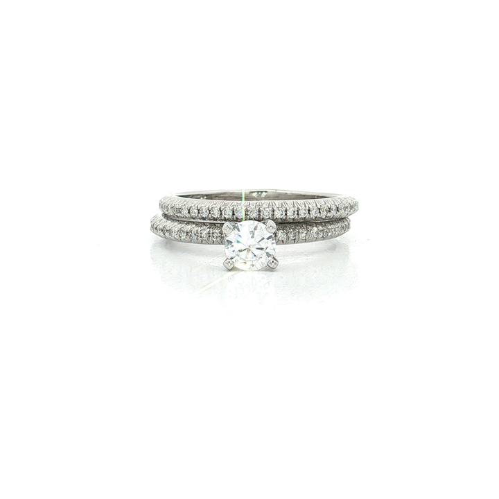 Certified Pavé Colorless Near-Flawless Diamond Bridal Set (⅔ ct. tw.) in 18k White Gold