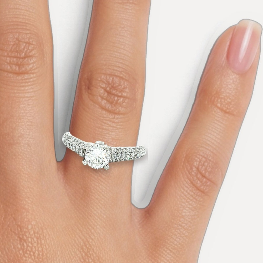 Pavé Round Brilliant Cut Near-Colorless Diamond Engagement Ring (1 ⅜ ct. tw.) in 14k White Gold