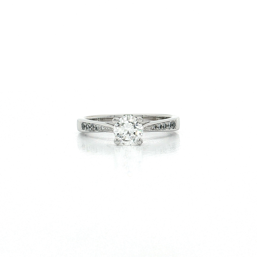 Colorless Diamond Engagement Ring 18k White Gold