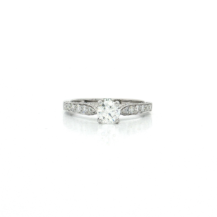 Milgrain Pavé Colorless Diamond Ring (1 ct. tw.) in 18k White Gold