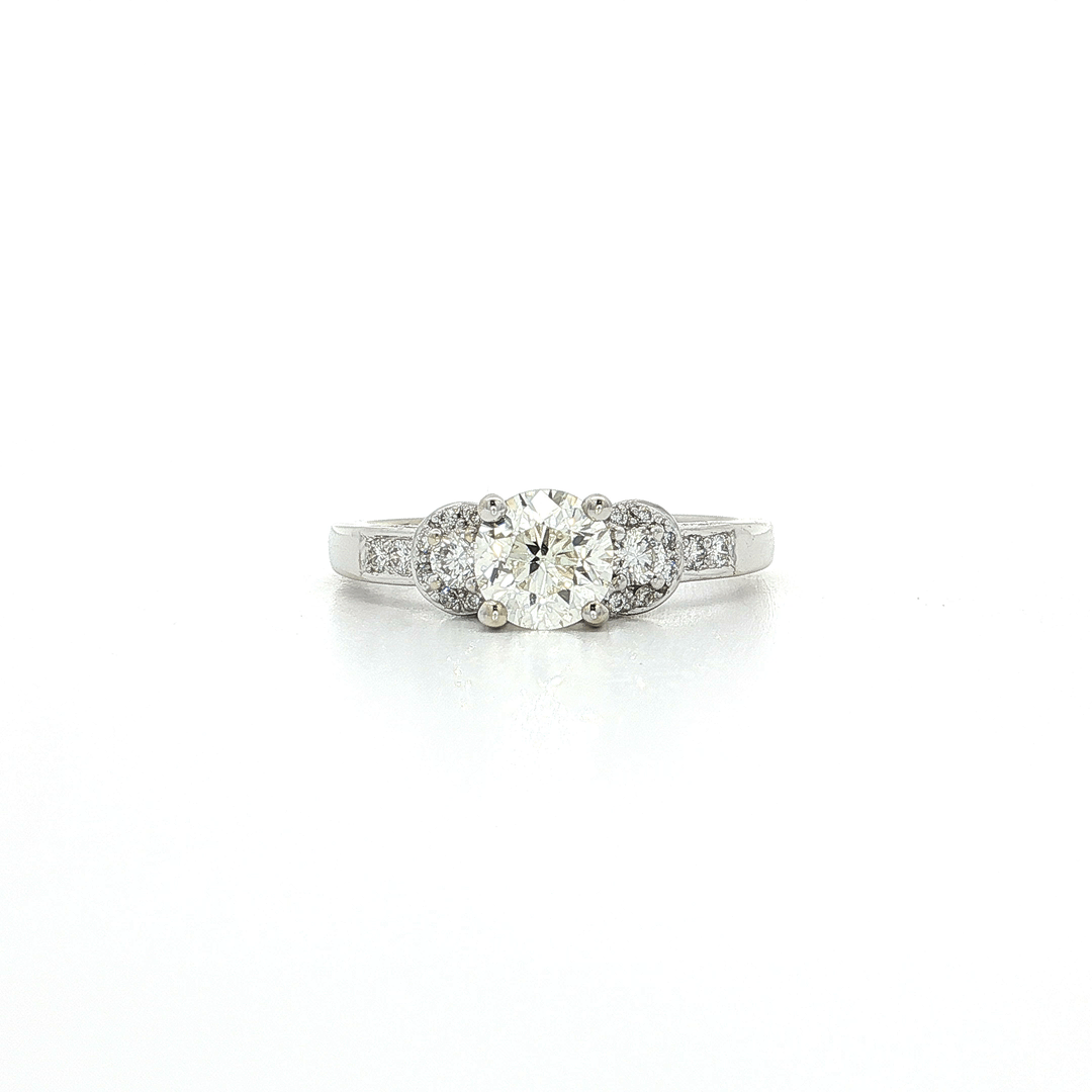 1.25 CTW EGL USA Certified Round Brilliant Cut Natural Diamond Engagement Ring in 18kt White Gold