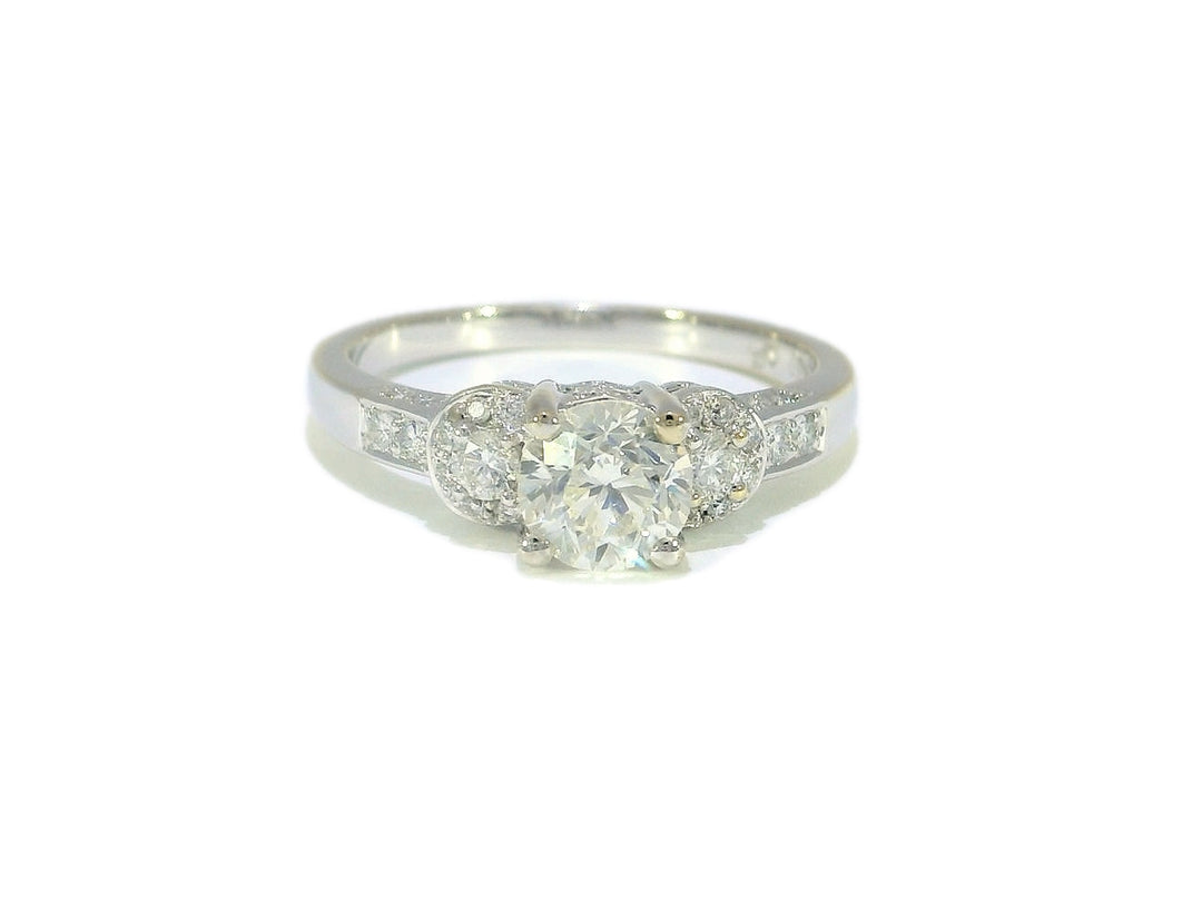 1.25 CTW EGL Certified Round Brilliant Cut Natural Diamond Engagement Ring in 18KT White Gold