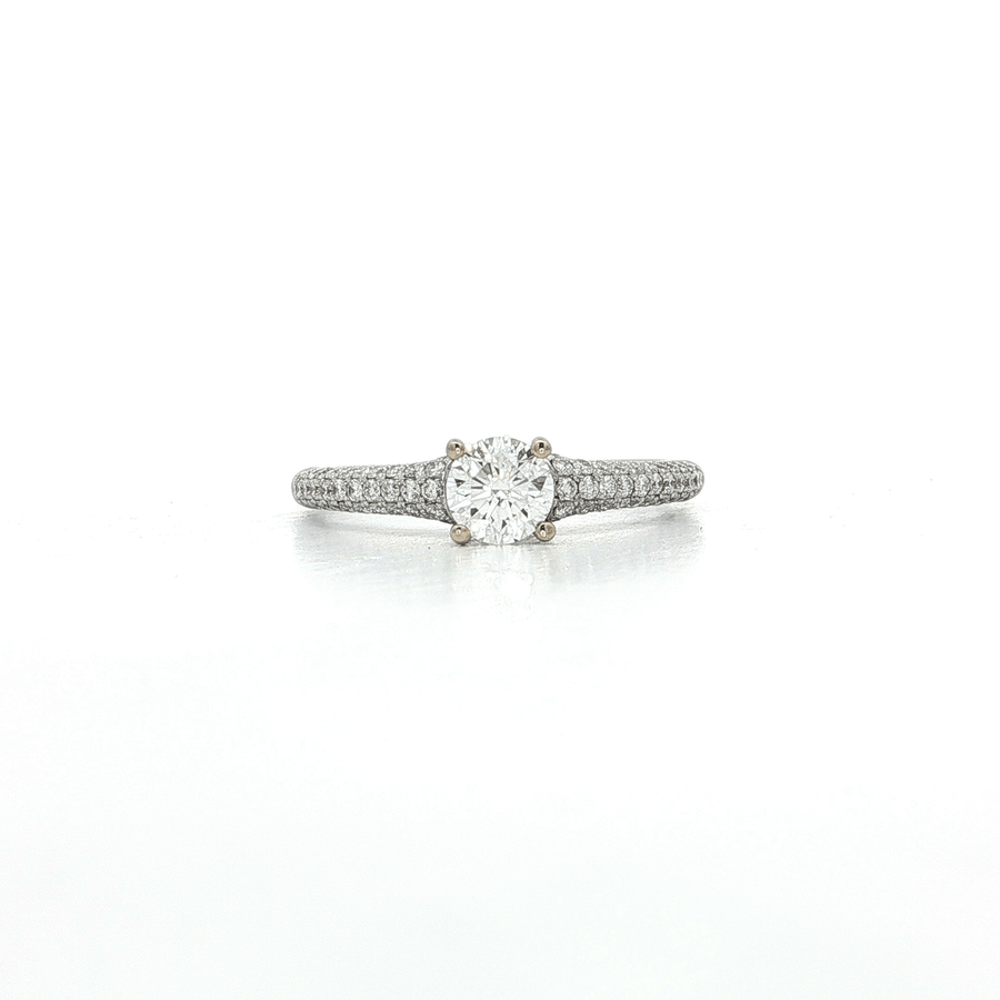 Certified Round Diamond Engagement Ring 18k White Gold