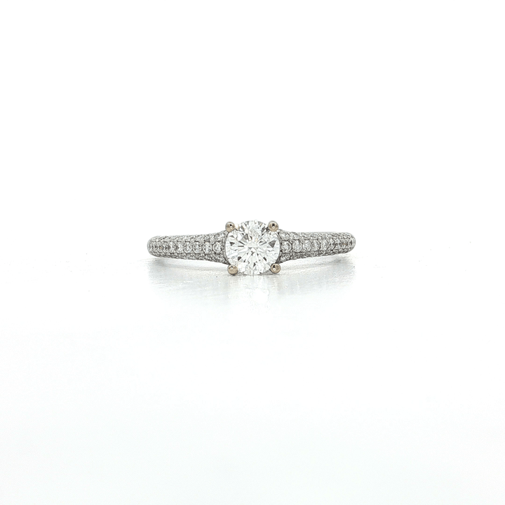 0.89 CTW EGL USA Certified Round Brilliant Cut Diamond Engagement Ring in 18kt White Gold