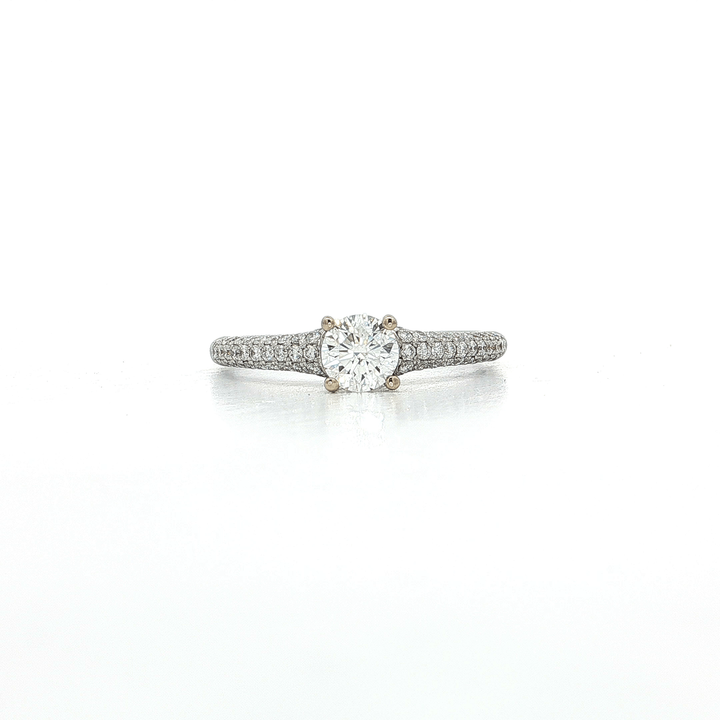 0.89 CTW EGL USA Certified Round Brilliant Cut Diamond Engagement Ring in 18kt White Gold