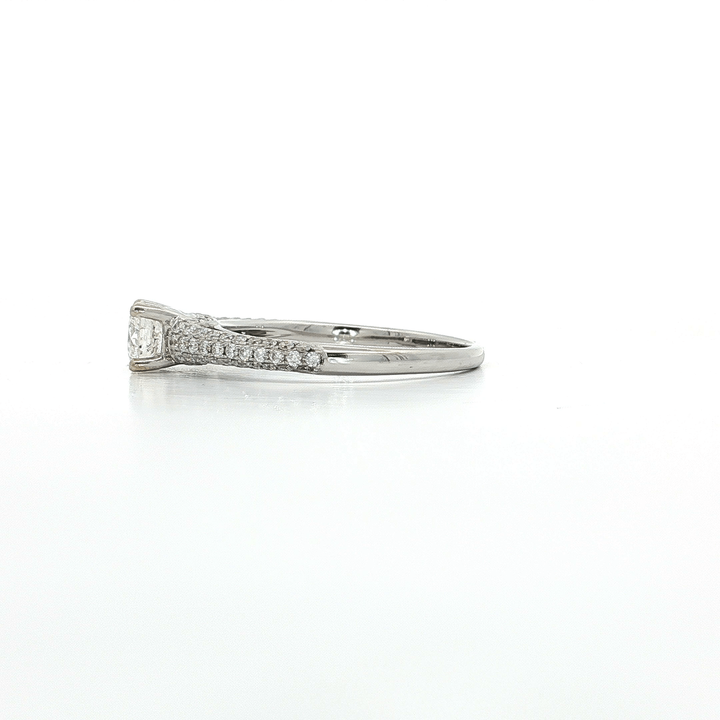 0.89 CTW EGL USA Certified Round Brilliant Cut Diamond Engagement Ring in 18kt White Gold