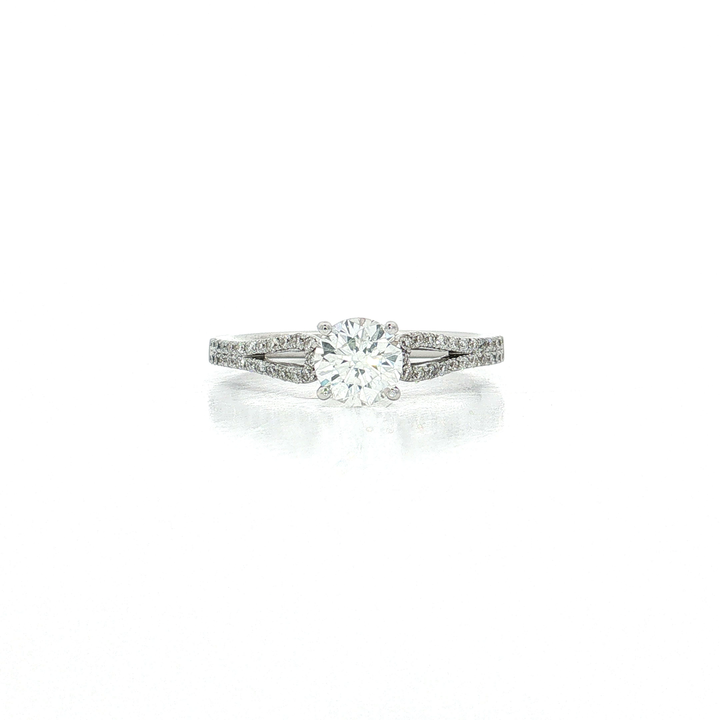 Certified Pavé Colorless Near-Flawless Diamond Engagement Ring (1 ct. tw.) in 18k White Gold