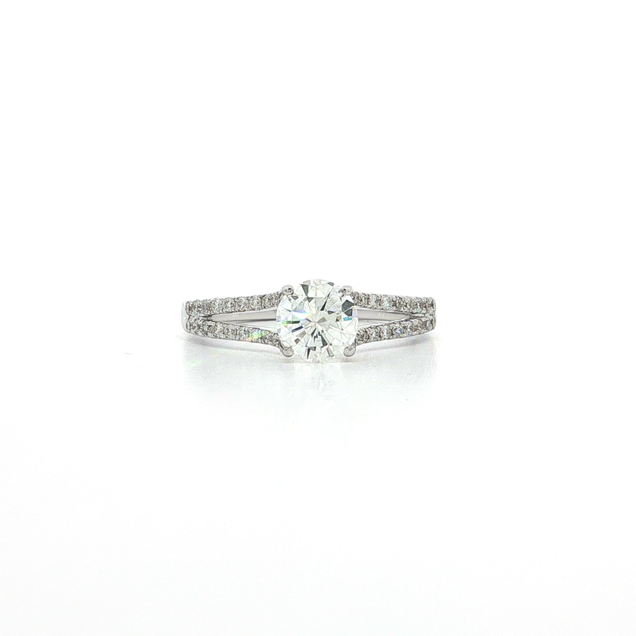 Round Diamond Pave Engagement Ring (1 ct. tw.) 18k White Gold