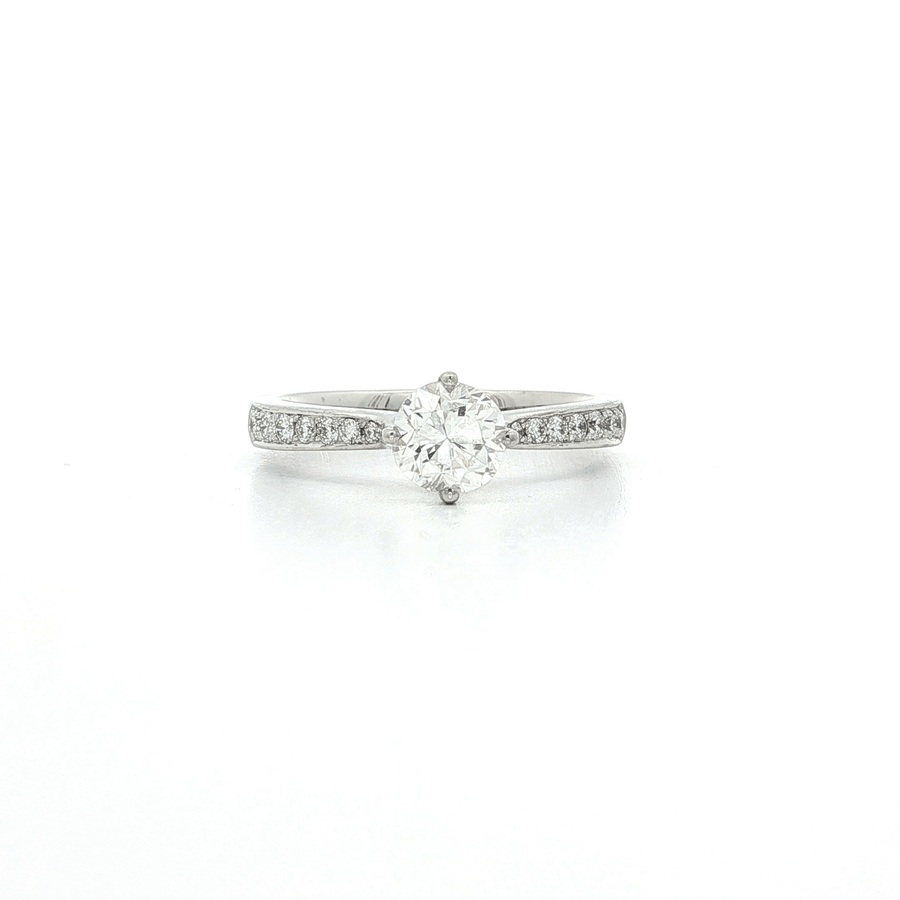 Certified Round Brilliant Cut Diamond Engagement Ring (1 ct.) 18k White Gold