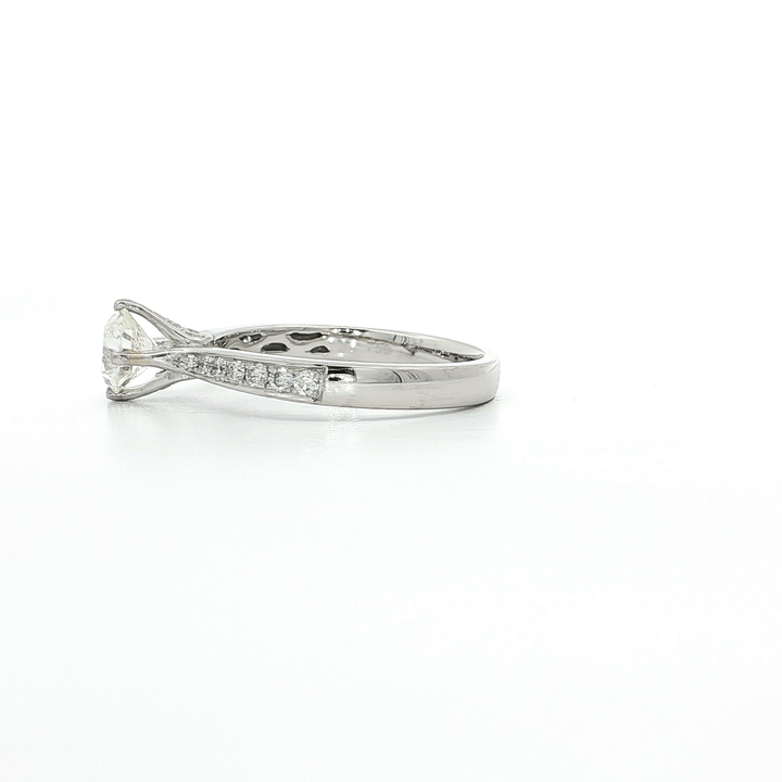 0.98 CTW EGL USA Certified Natural Round Brilliant Cut Diamond Engagement Ring in 18kt White Gold