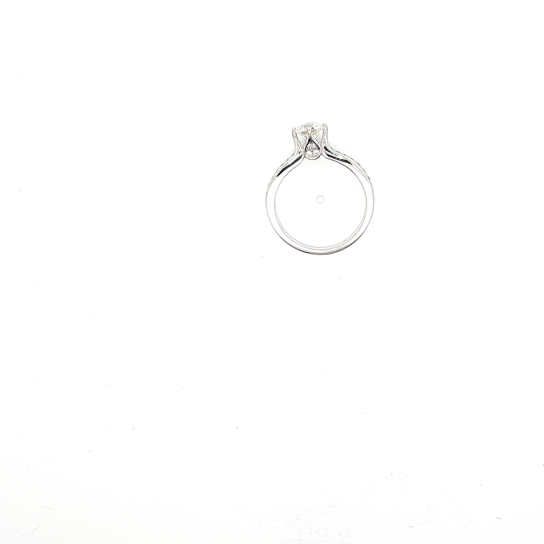 0.98 CTW EGL USA Certified Natural Round Brilliant Cut Diamond Engagement Ring in 18kt White Gold