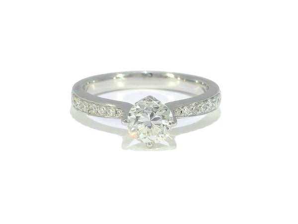 0.98 CTW EGL Certified Round Brilliant Diamond Engagement Ring in 18KT White Gold