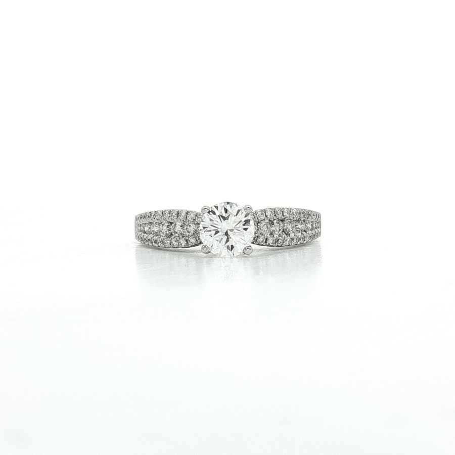 Certified Round Diamond Engagement Ring 18k White Gold