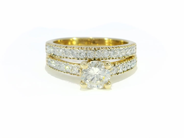 Certified Round Brilliant Diamond Bridal Set (1.36 ct. tw.) in 14k Yellow Gold