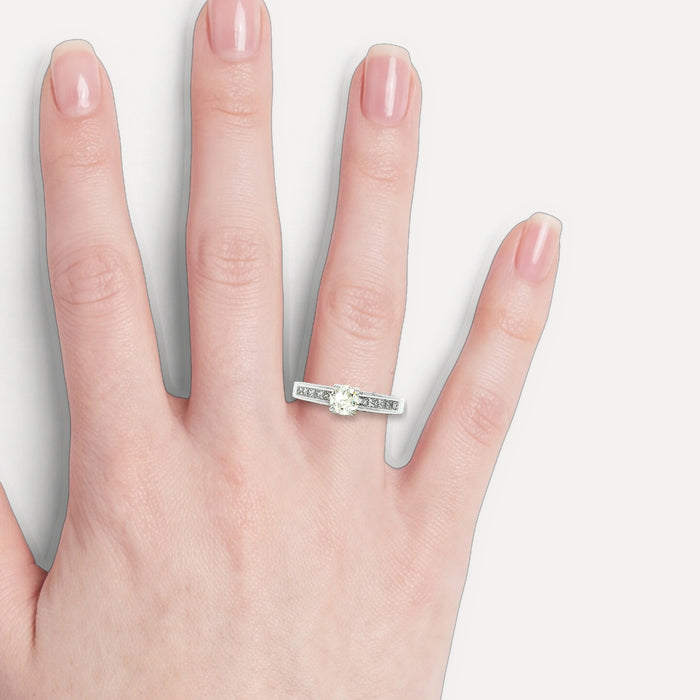 Antique Old European Cut Near-Flawless Diamond Engagement Ring (1 ct. tw.) in 18k White Gold shown on a hand (light skin tone)