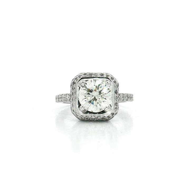 Near-Colorless Triple Halo Diamond Engagement Ring (3 ⅘ ct. tw.) in 18k White Gold