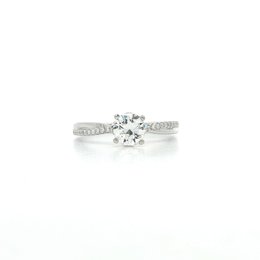 Colorless Diamond Engagement Ring 18k White Gold