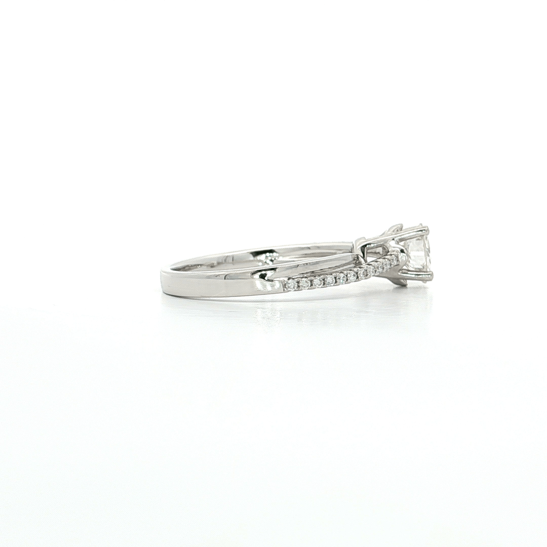 0.74 CTW Natural Colorless Nearly Flawless Round Brilliant Cut Diamond Engagement Ring in 18kt White Gold