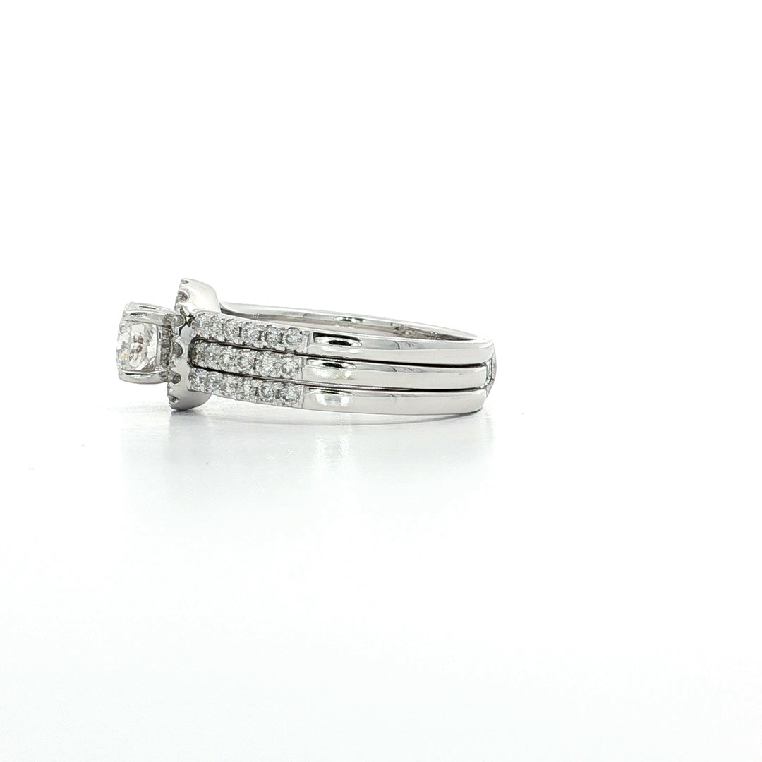 1.19 CTW Natural Colorless Round Brilliant Cut Diamond Bridal Set in 14kt White Gold