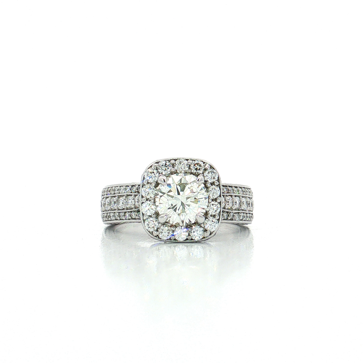 Certified Near-Colorless Nearly Flawless Halo Diamond Engagement Ring (3 ct. tw.) in 18k White Gold